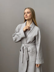 Gray waffle bathrobe