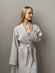 Gray waffle bathrobe