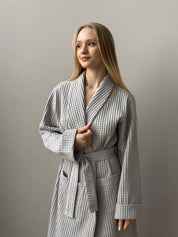Gray waffle bathrobe