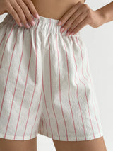 Mono cotton shorts “pink stripe on milk”