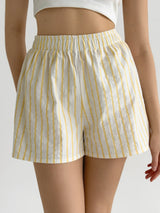 Mono cotton shorts “yellow stripe on milky”