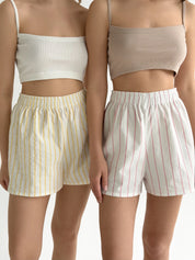 Mono cotton shorts “yellow stripe on milky”