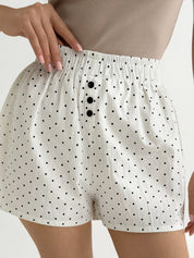 Mono shorts with gull, boiled cotton “black peas on white”