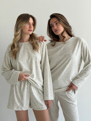 Long-sleeved suit and melange terry pants