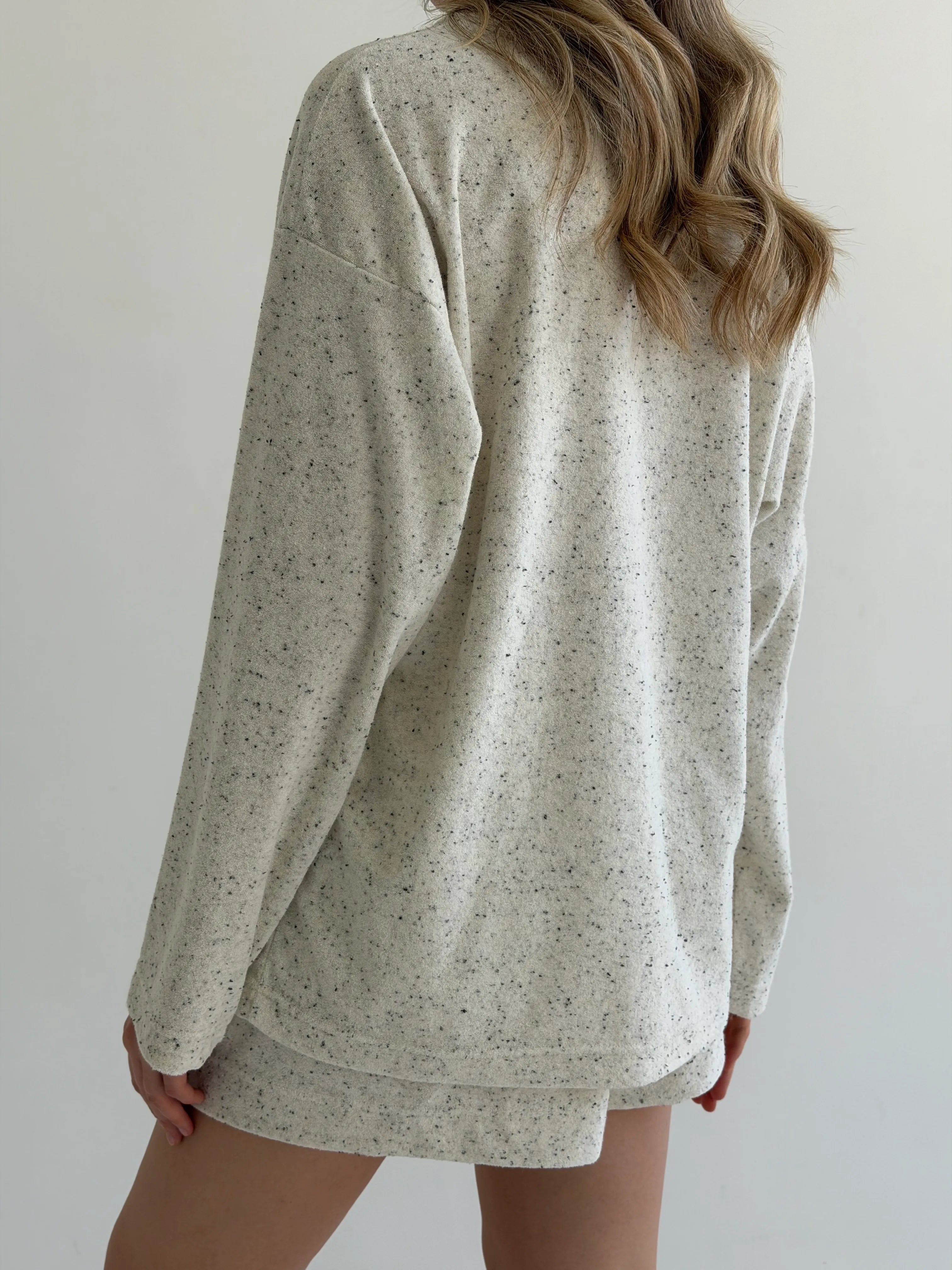 Longsleeve suit and fringe melange shorts