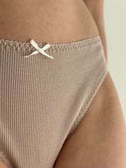 Underwear Panties Thongs “Tenderness” ribbed beige
