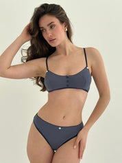 Lingerie Thongs Blue Ribbed