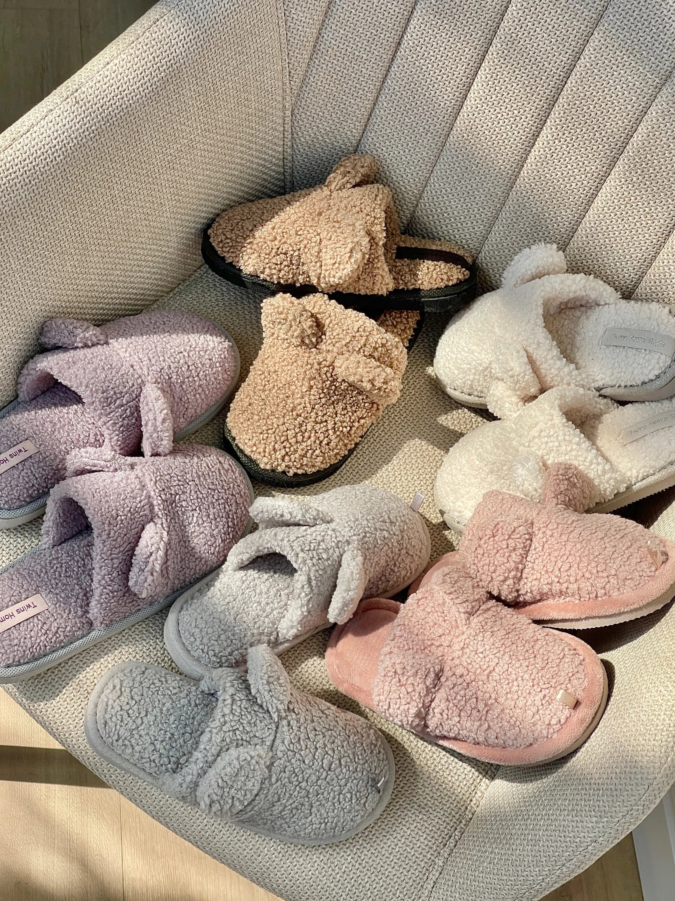 Children's fur slippers TEDDI violet