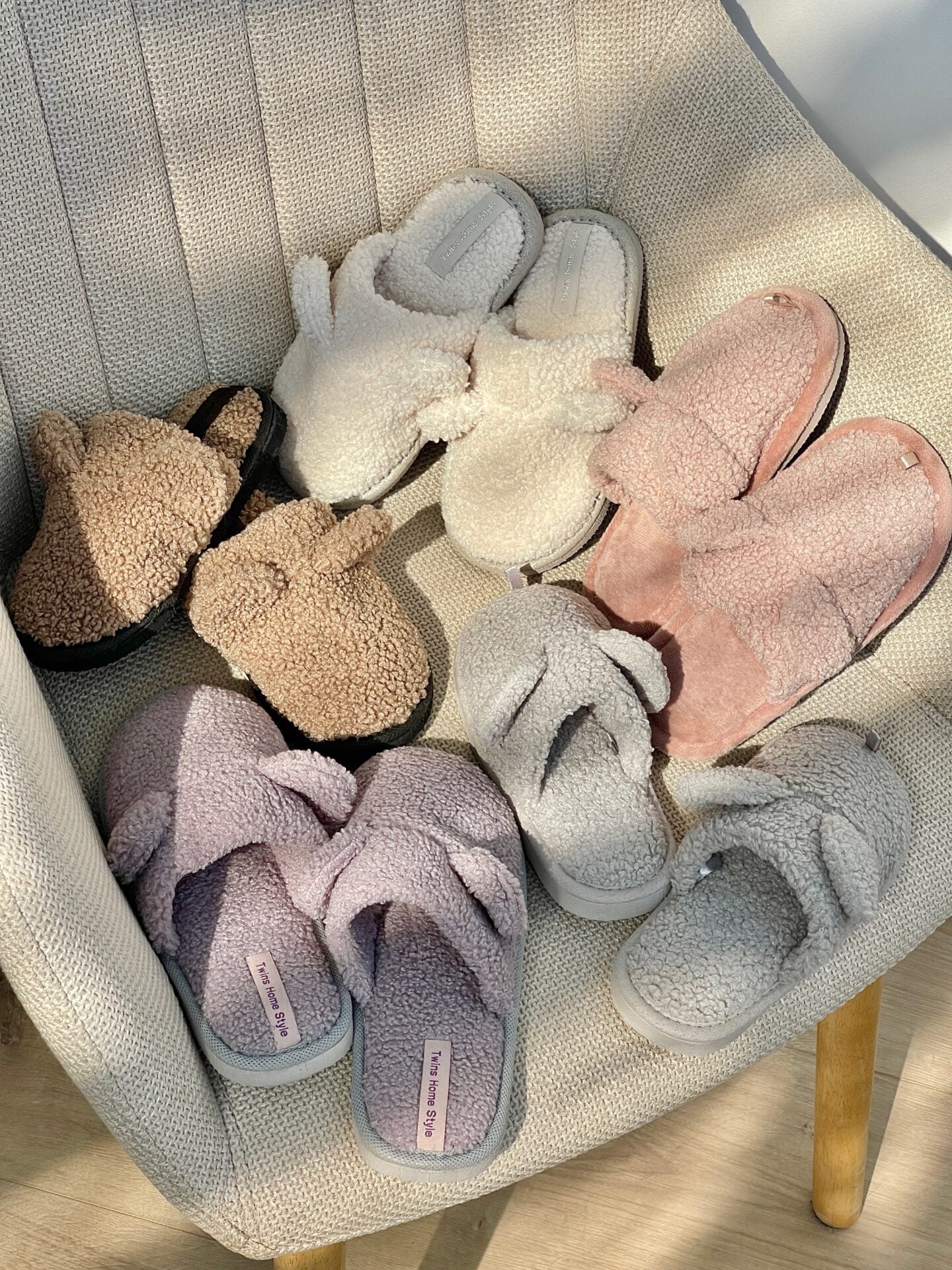 Children's fur slippers TEDDI pink