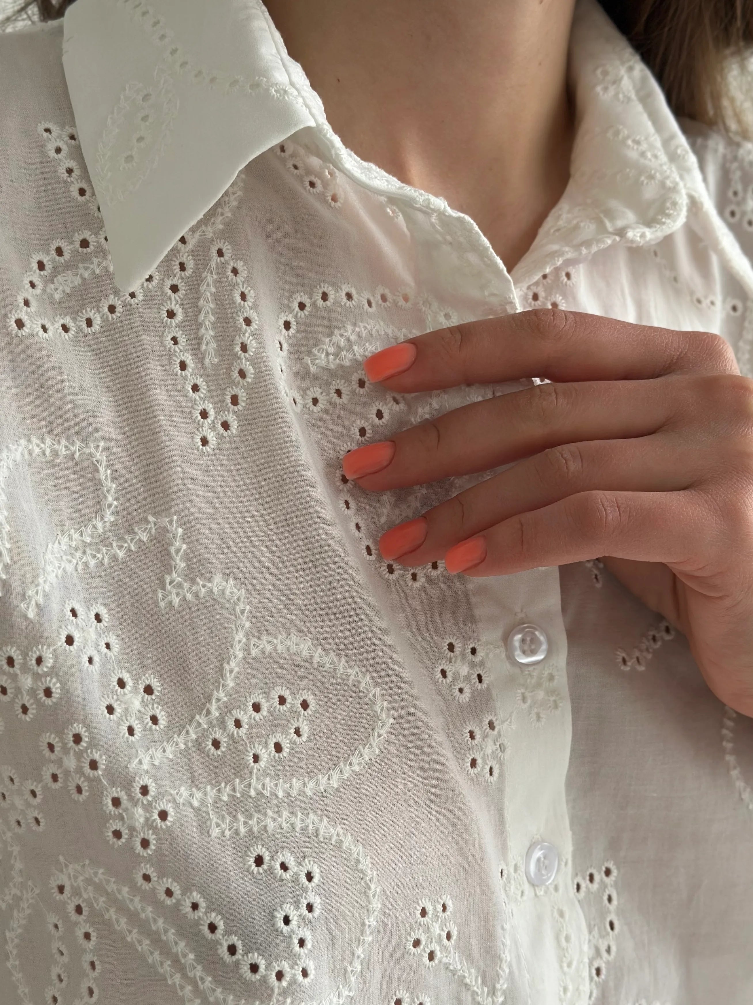 Suit blouse and shorts, soft, milky