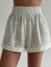 Suit blouse and shorts, soft, milky