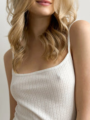 Ribbed sleep dress with ruffles milky