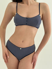 Lingerie Top Blue Ribbed