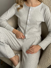 Ribbed longsleeve light gray