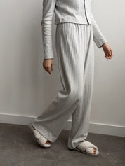Ribbed wide pants light gray