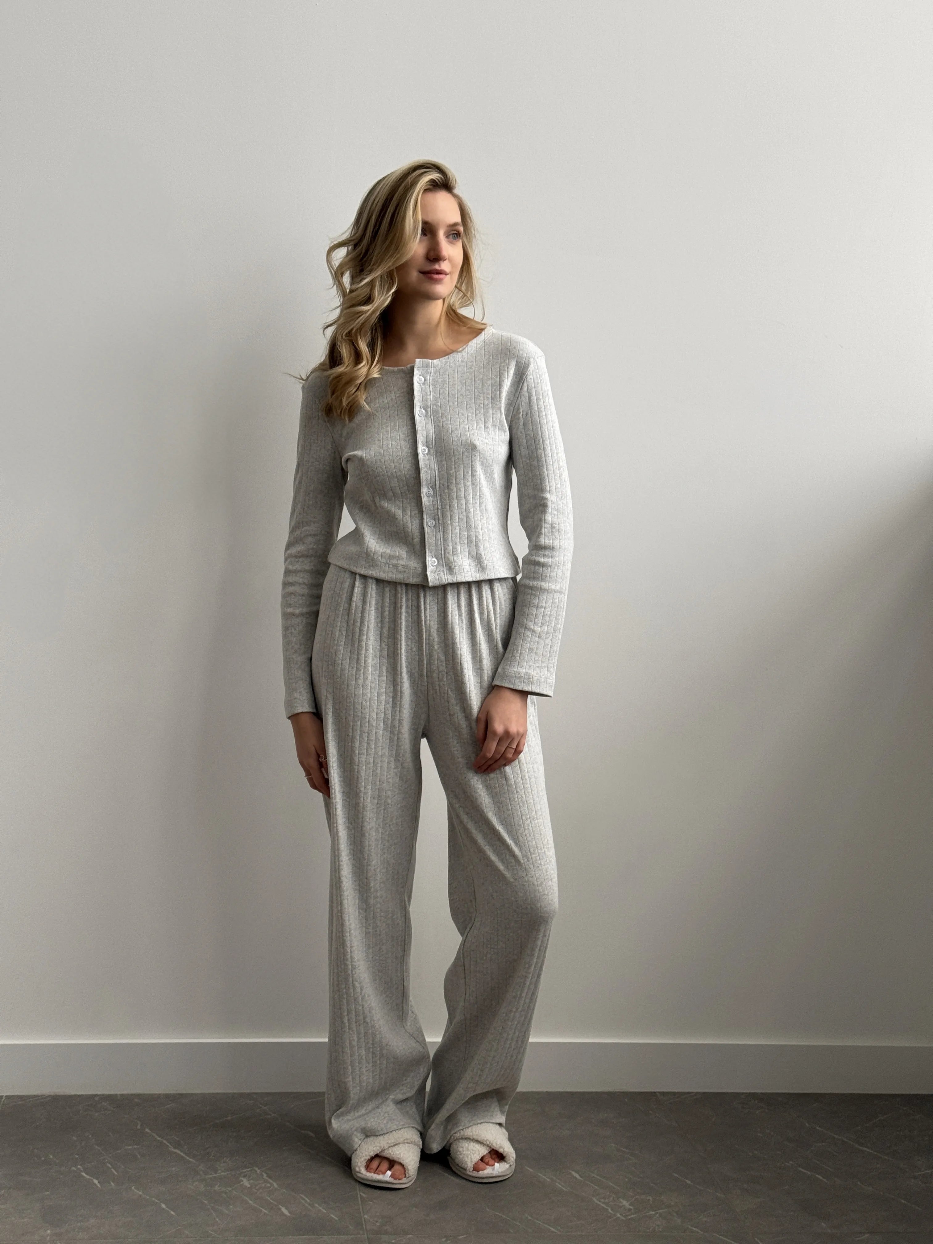 Ribbed longsleeve light gray