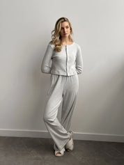 Ribbed wide pants light gray