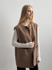 TEDDY brown vest with buttons