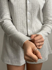 Ribbed longsleeve light gray