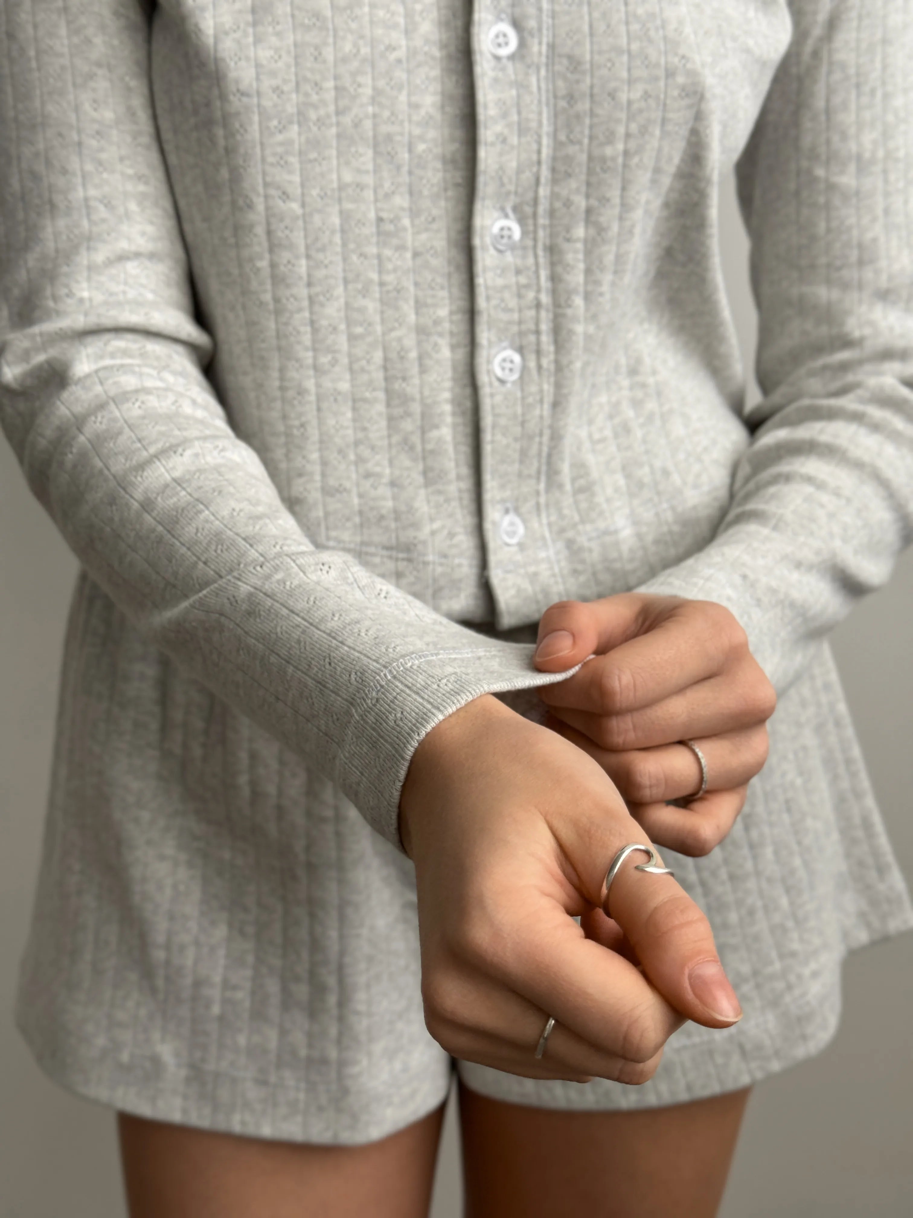 Ribbed longsleeve light gray