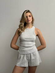 Ribbed shorts light gray