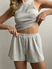Soft Ribbed T-Shirt – Light Gray