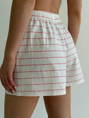 Shorts Mono cotton "Pink horizontal stripe" on milk