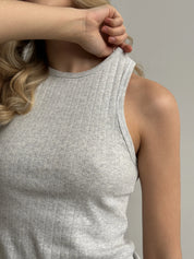 Soft Ribbed T-Shirt – Light Gray