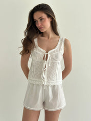 White drawstring T-shirt, one size