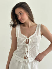 White drawstring T-shirt, one size