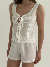 White drawstring T-shirt, one size