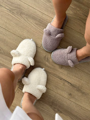 Children's fur slippers TEDDI violet