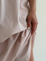 Cotton sundress, thin stripe, with patch pockets, powder/milk