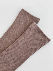 Women's high cotton ribbed socks purple