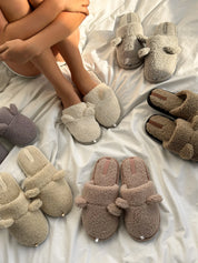 Children's fur slippers TEDDI brown