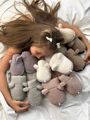 Children's fur slippers TEDDI white