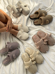 Children's fur slippers TEDDI white