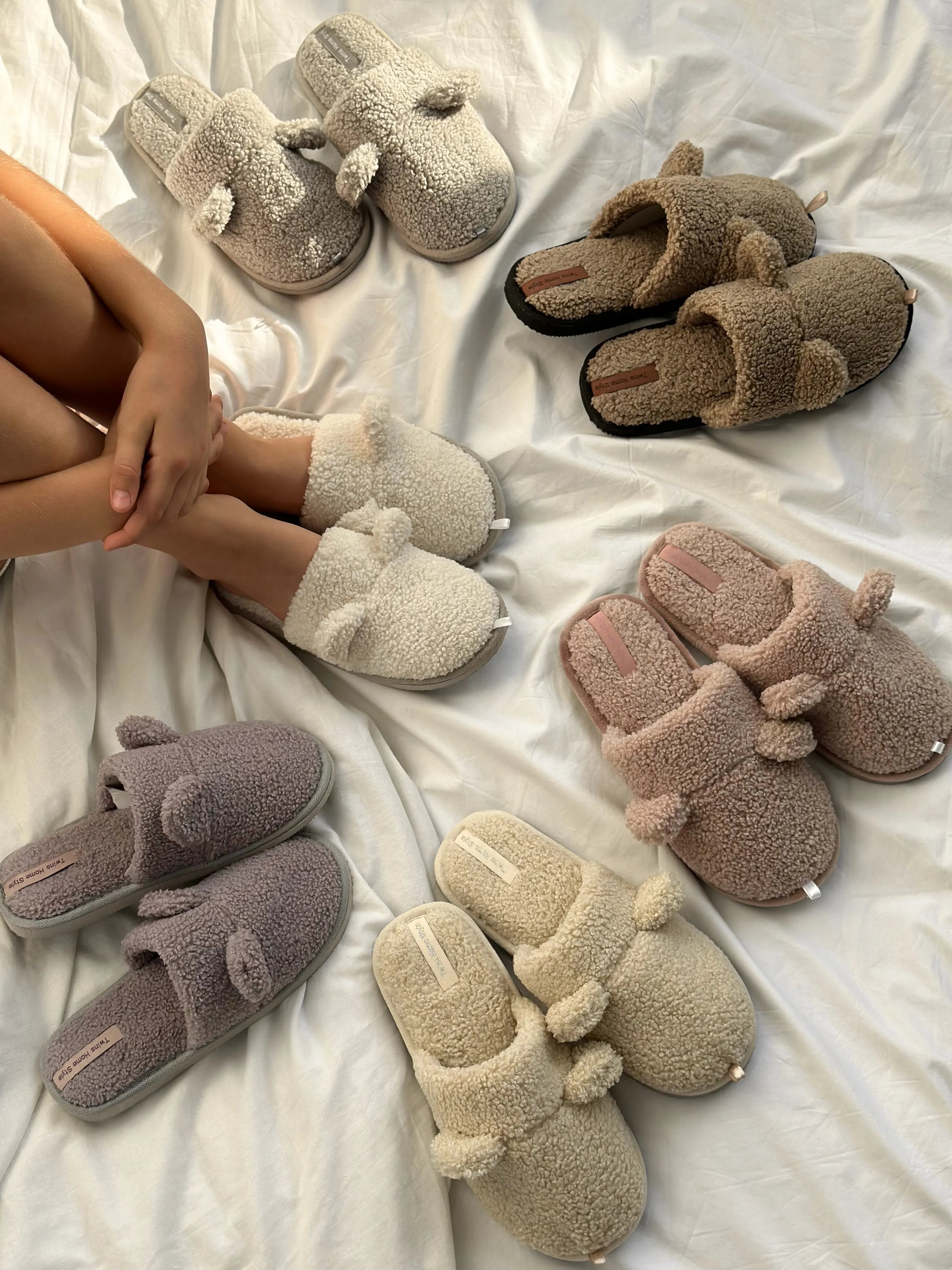 Children's fur slippers TEDDI violet
