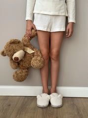 Children's fur slippers TEDDI white