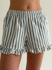 Cotton T-shirt and shorts suit “turquoise stripe on milk”