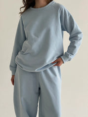 Cotton Sweatshirt knitwear 3-thread blue
