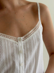 Suit T-shirt and shorts with lace cambric weaving large braid white