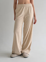 Corduroy straight pants, milky