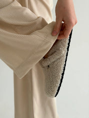 Corduroy straight pants, milky