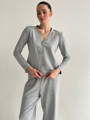 Knitwear “Tenderness” Longsleeve with buttons, gray