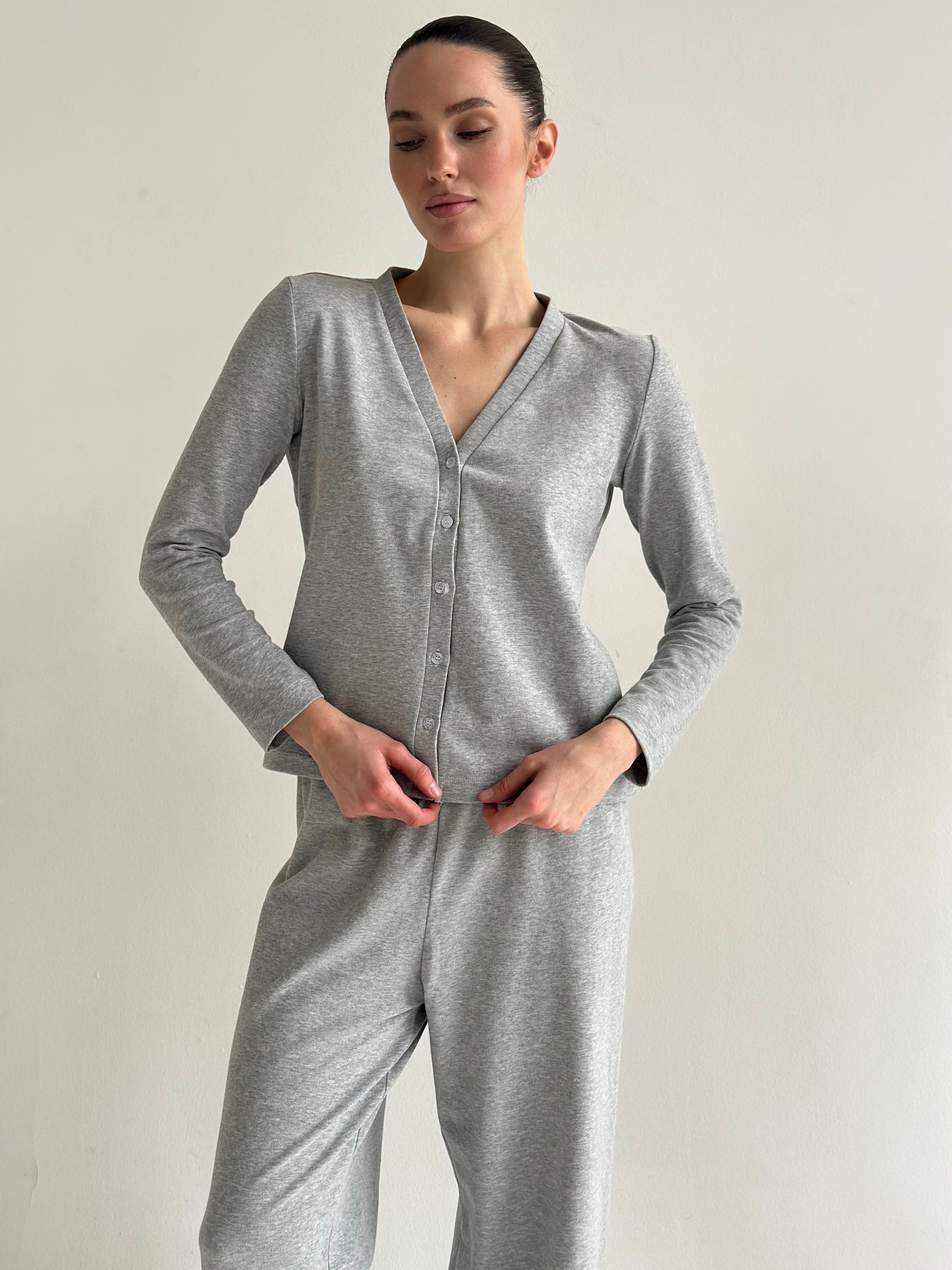 Knitwear “Tenderness” Longsleeve with buttons, gray
