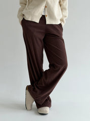 Corduroy straight pants brown