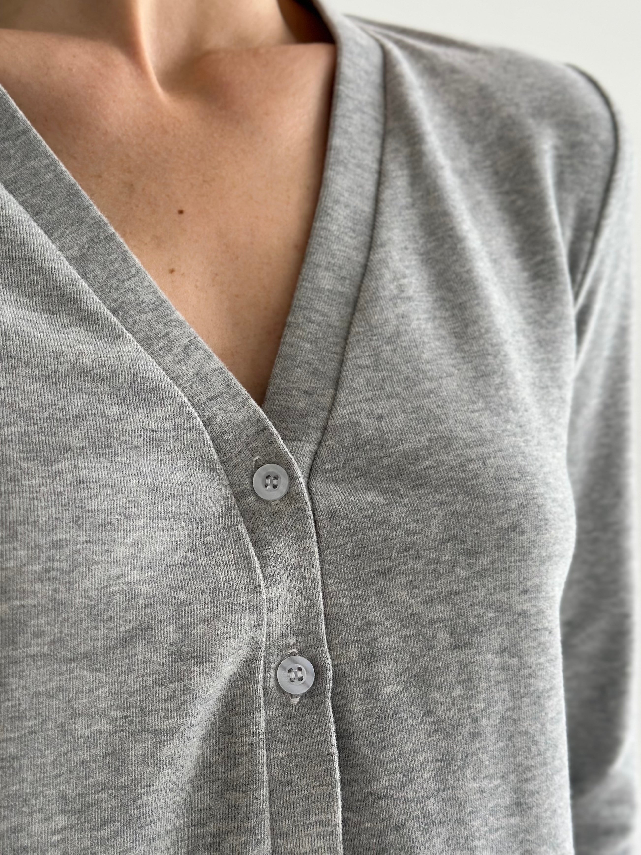 Knitwear “Tenderness” Longsleeve with buttons, gray