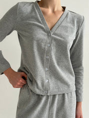 Knitwear “Tenderness” Longsleeve with buttons, gray