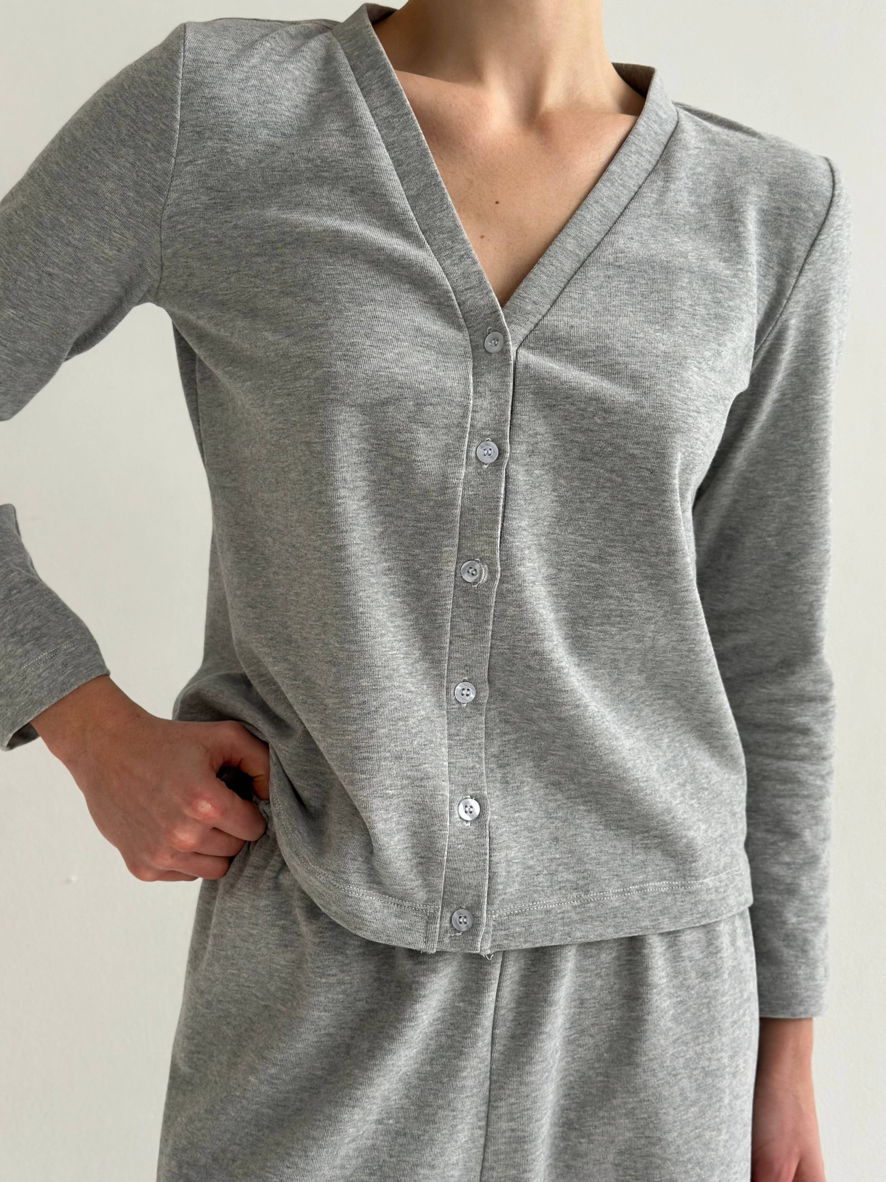 Knitwear “Tenderness” Longsleeve with buttons, gray